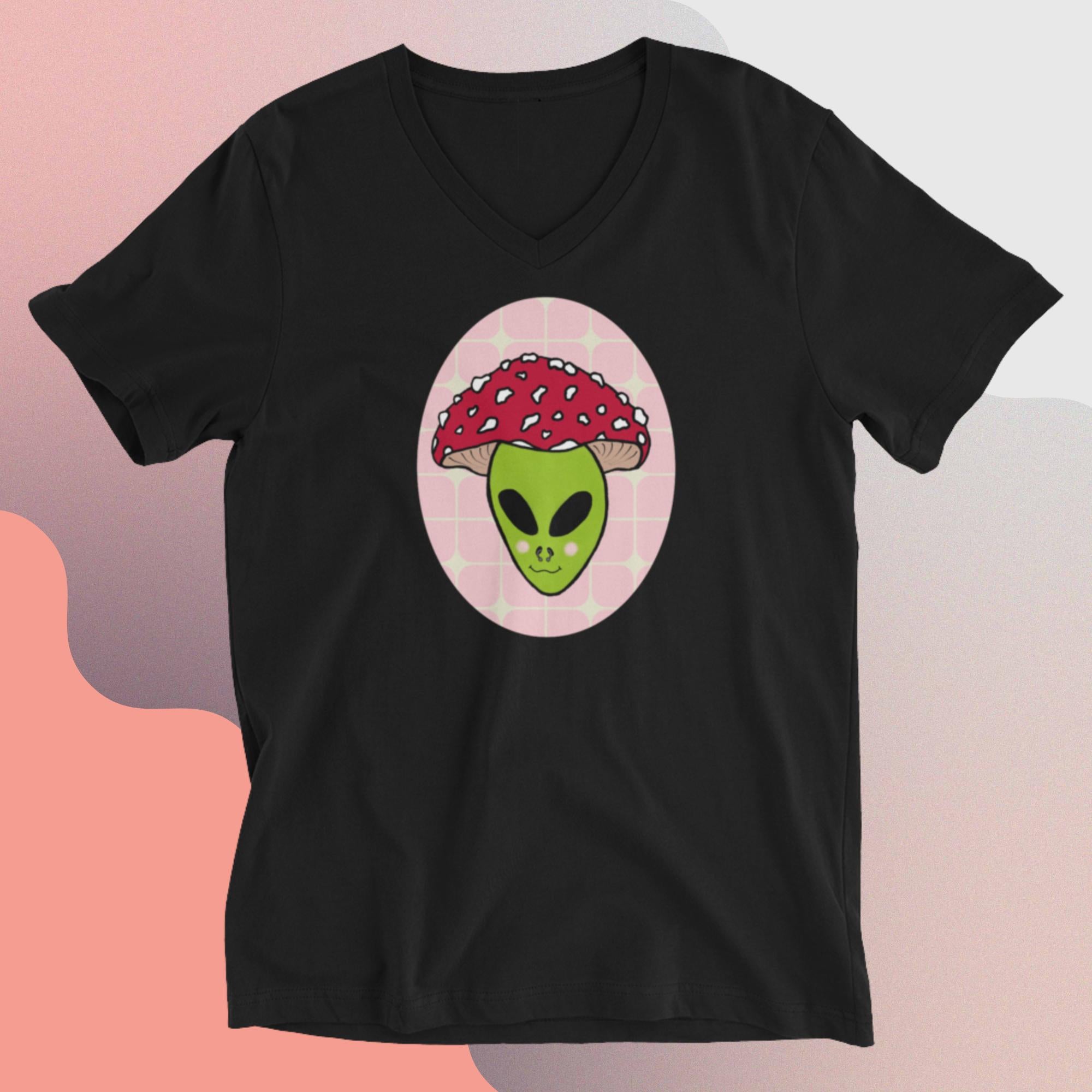 Amanita Alien: Short Sleeve V-Neck T-Shirt